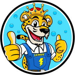 The mascot for Parsonic Services. The mascot is a cheetah wearing overalls and a crown.